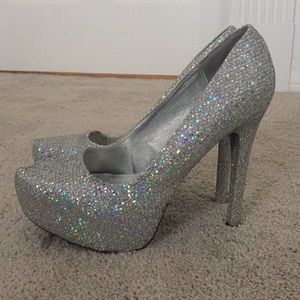 Charlotte Russe silver glitter pumps